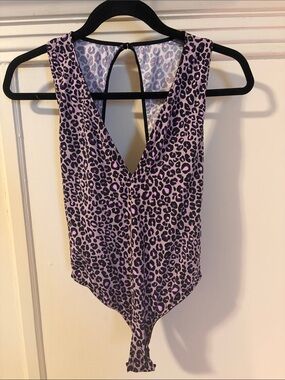 VS Purple Leopard Print One-Piece Bodysuit